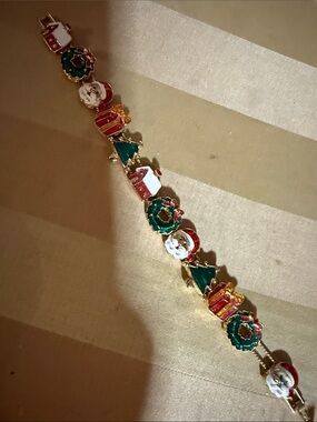 Festive Holiday Charm Bracelet - Red, Green, White